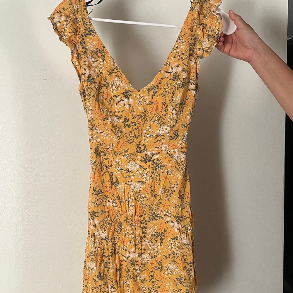 Forever 21 Yellow Floral Midi Dress